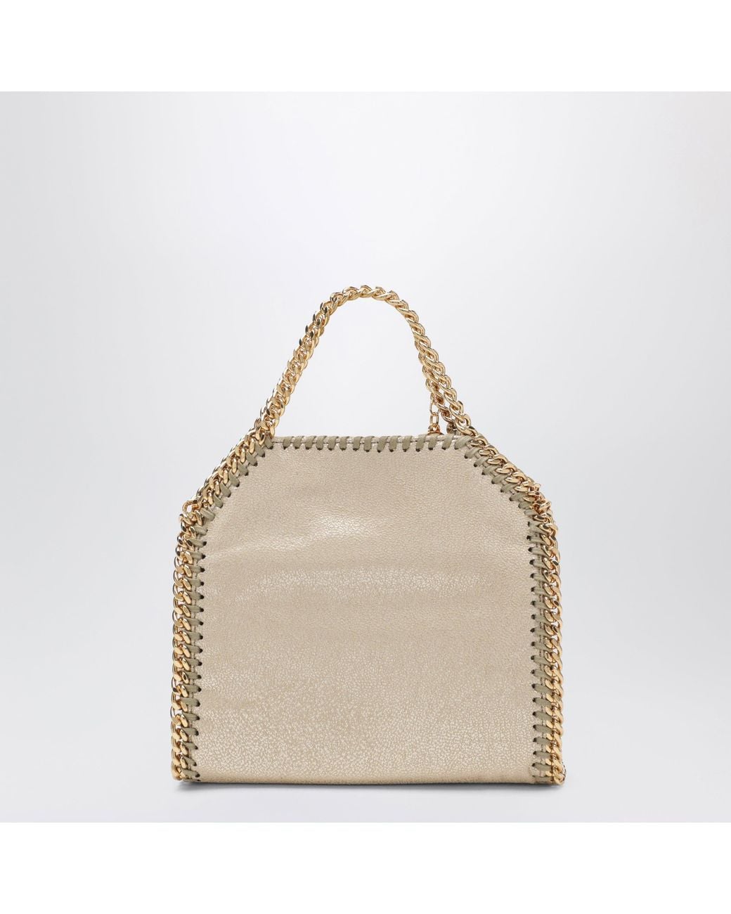 Stella McCartney Natural Pyrite Micro Falabella Tote Bag With Metallic Finish