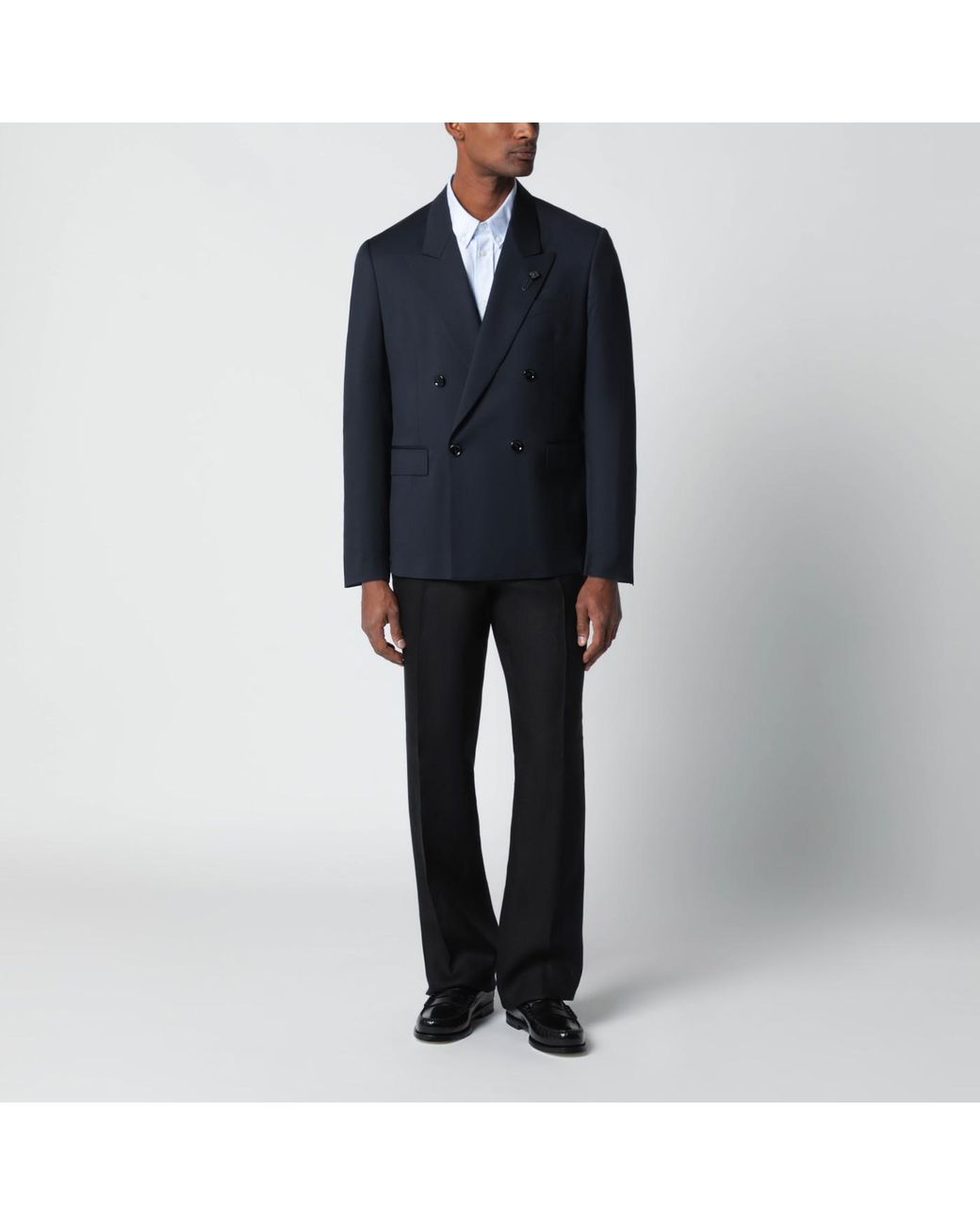 Lardini Blue Double-Breasted Wool Jacket for men