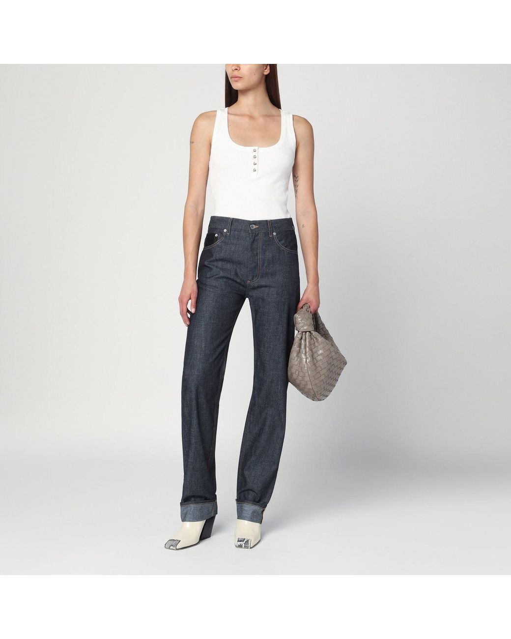 Bottega Veneta Blue Jeans With Turn-Up