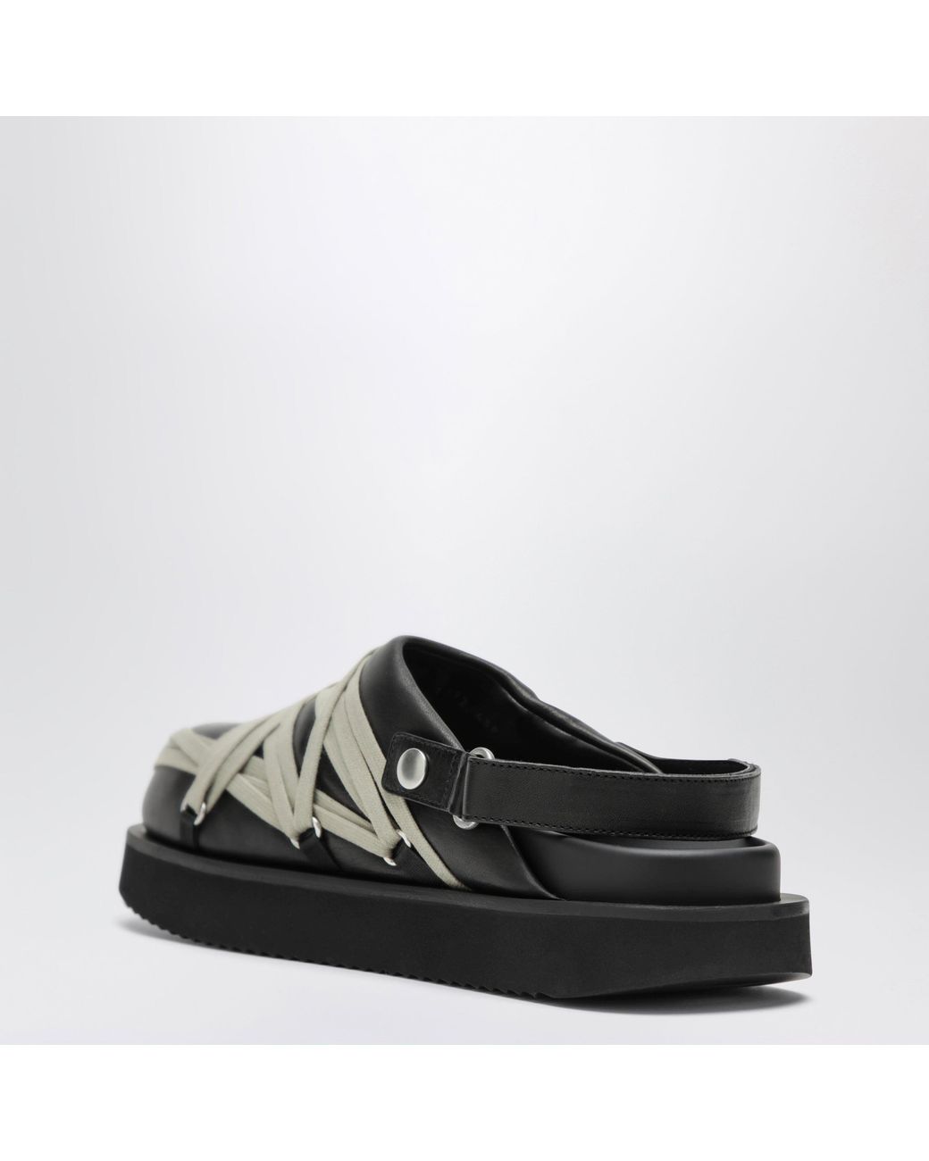 Rick Owens Black Megalace Mules With Leather Criss-Cross Laces for men