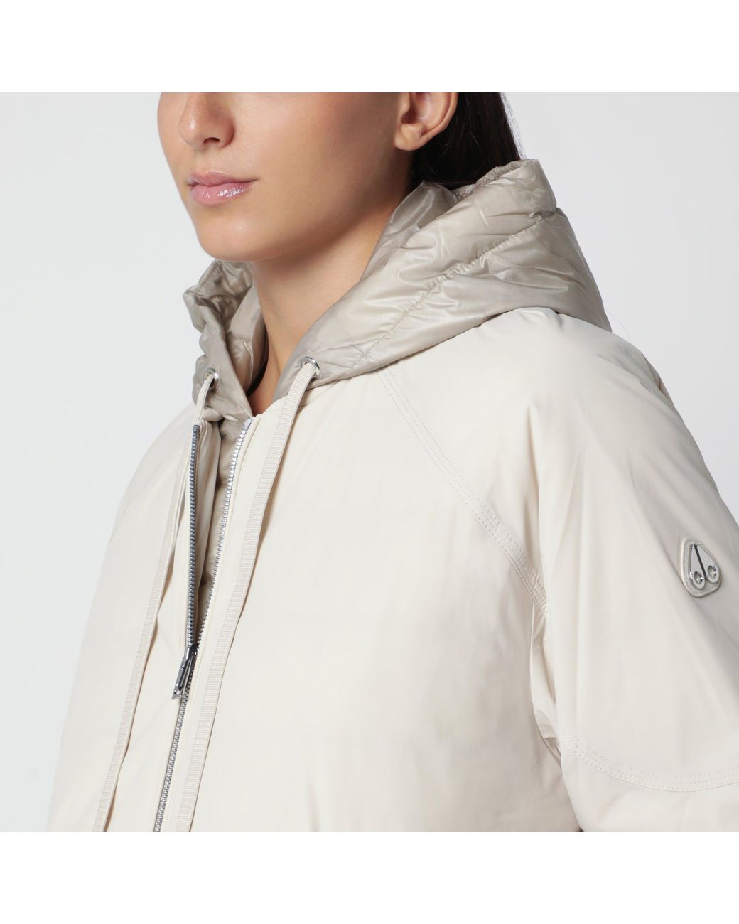 Moose Knuckles White Alabastro Hooded Down Jacket