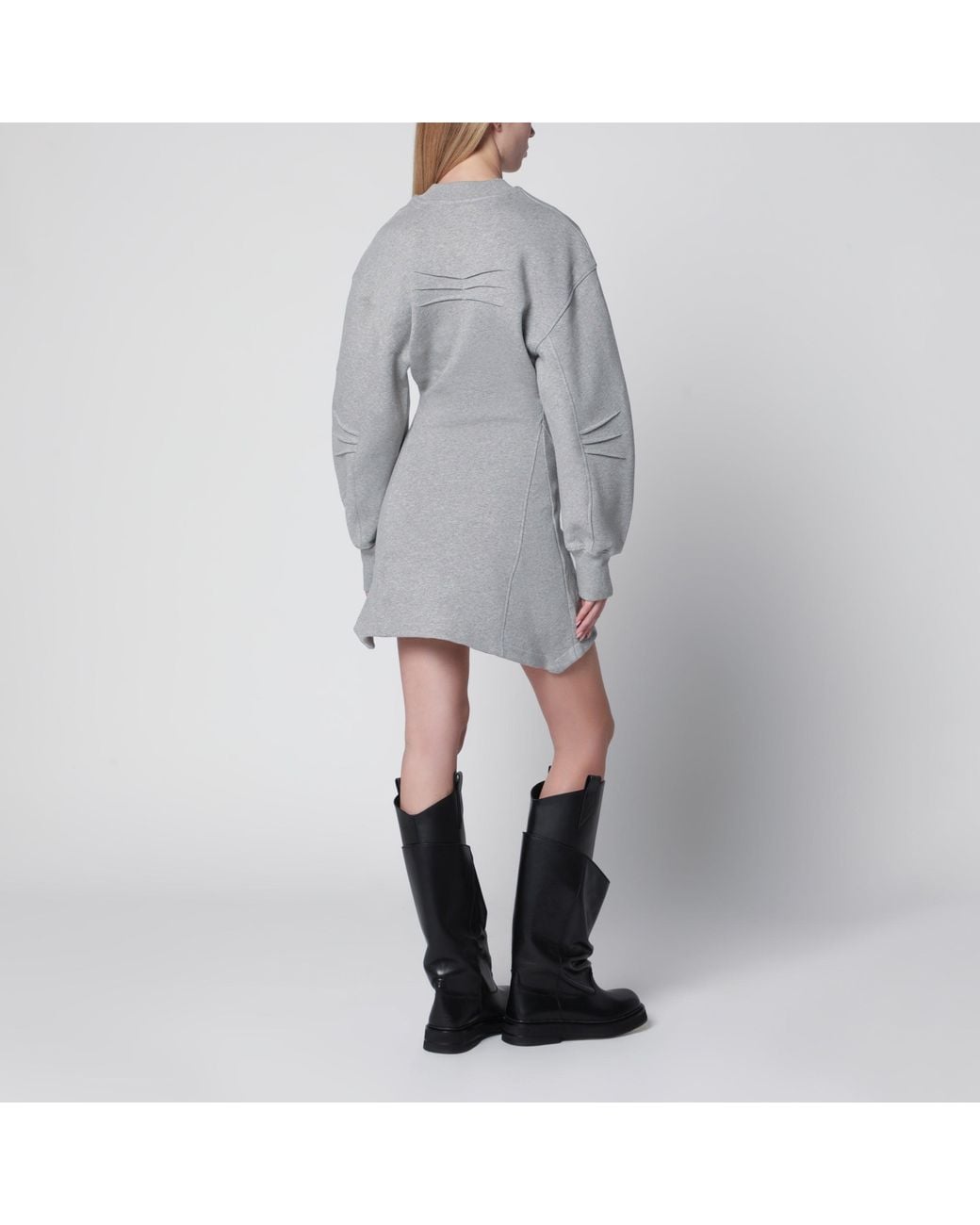 The Attico Gray Melange Cotton Jersey Mini Dress