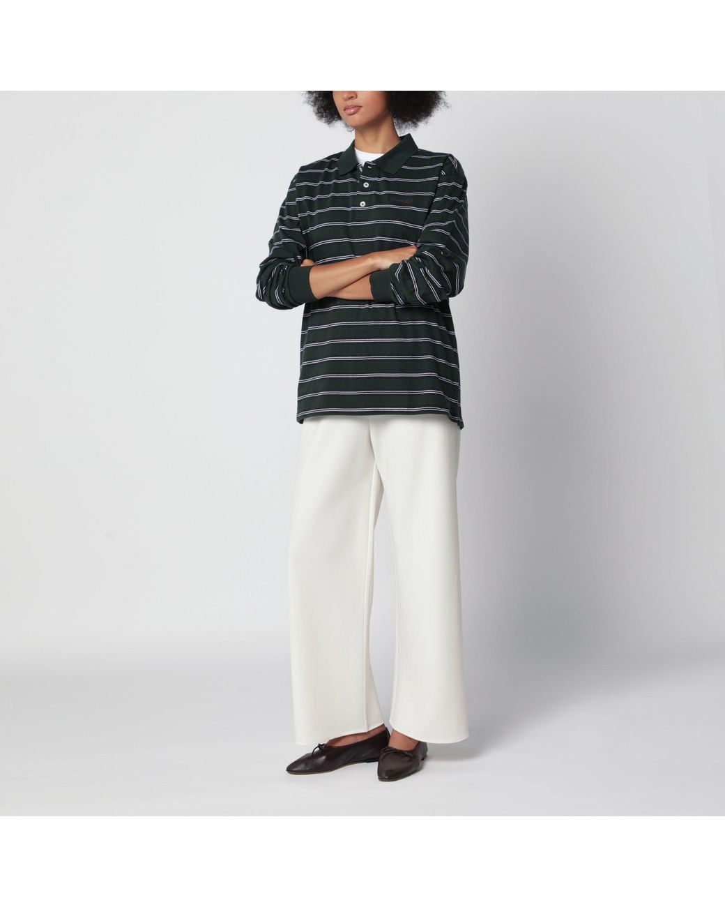 DUNST Green Striped Forest Cotton Jersey T-Shirt