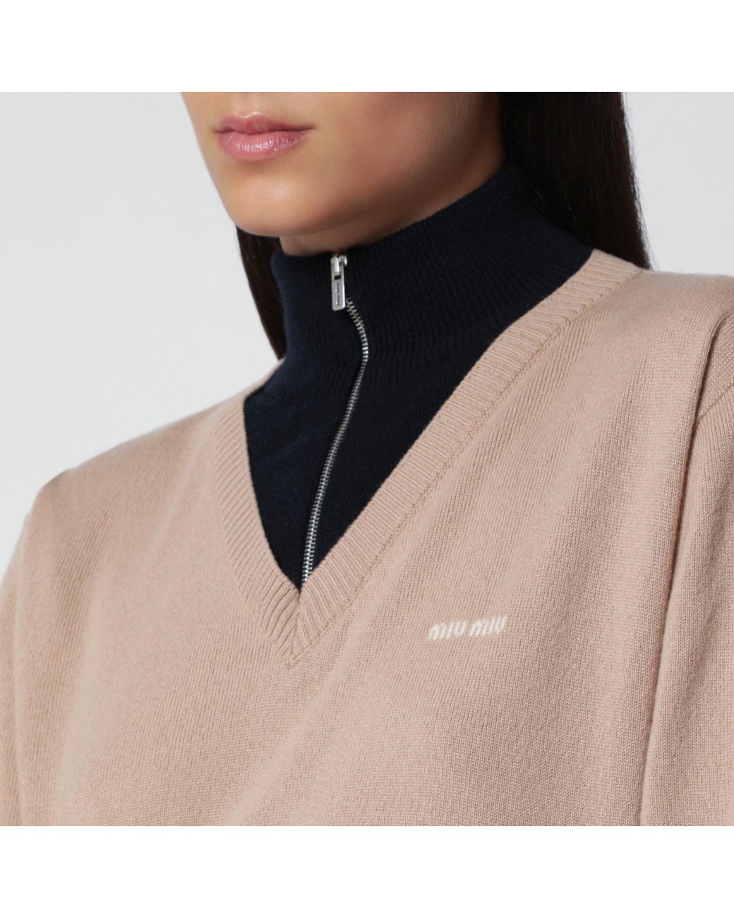 Miu Miu Natural And Turtleneck Sweater