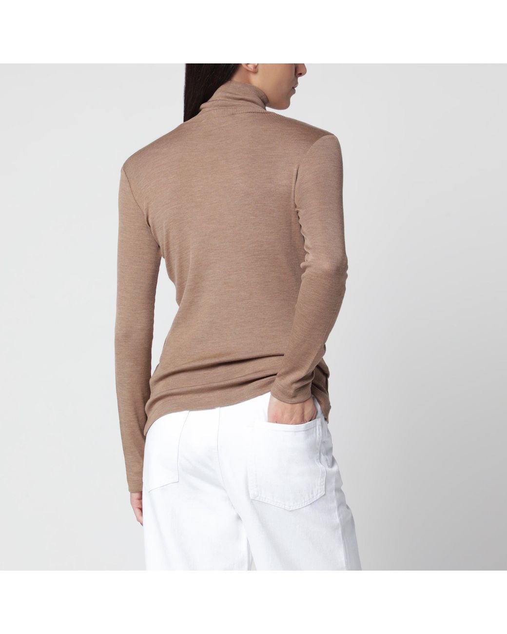 Max Mara White Camel Mélange Turtleneck Sweater