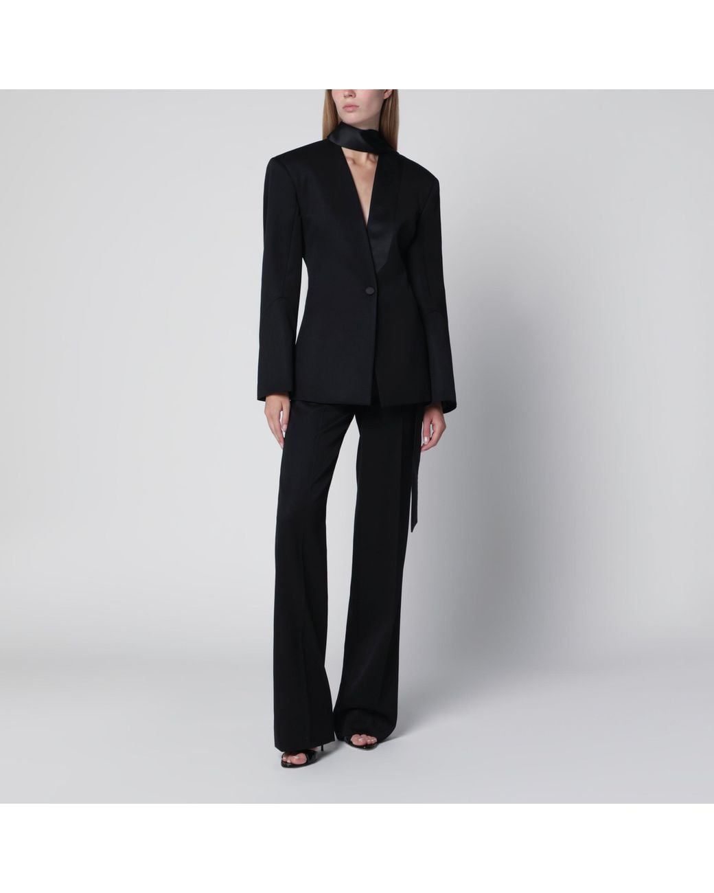The Attico Black Virgin Wool Tuxedo Trousers