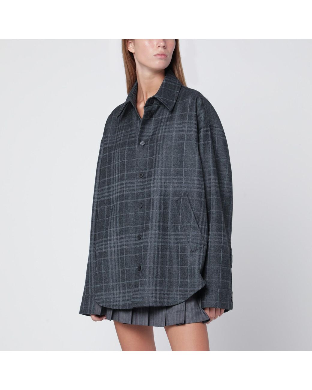 Balenciaga Blue Plaid Jacket Balenciaga Peacoat Overshirt