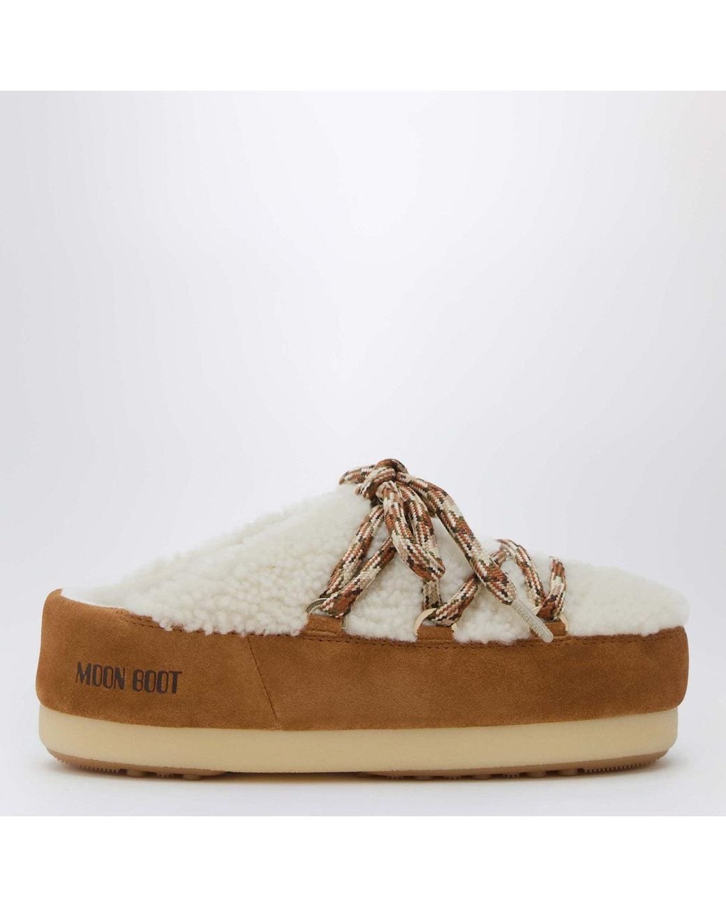 Moon Boot Brown Dark Curly Shearling Mules