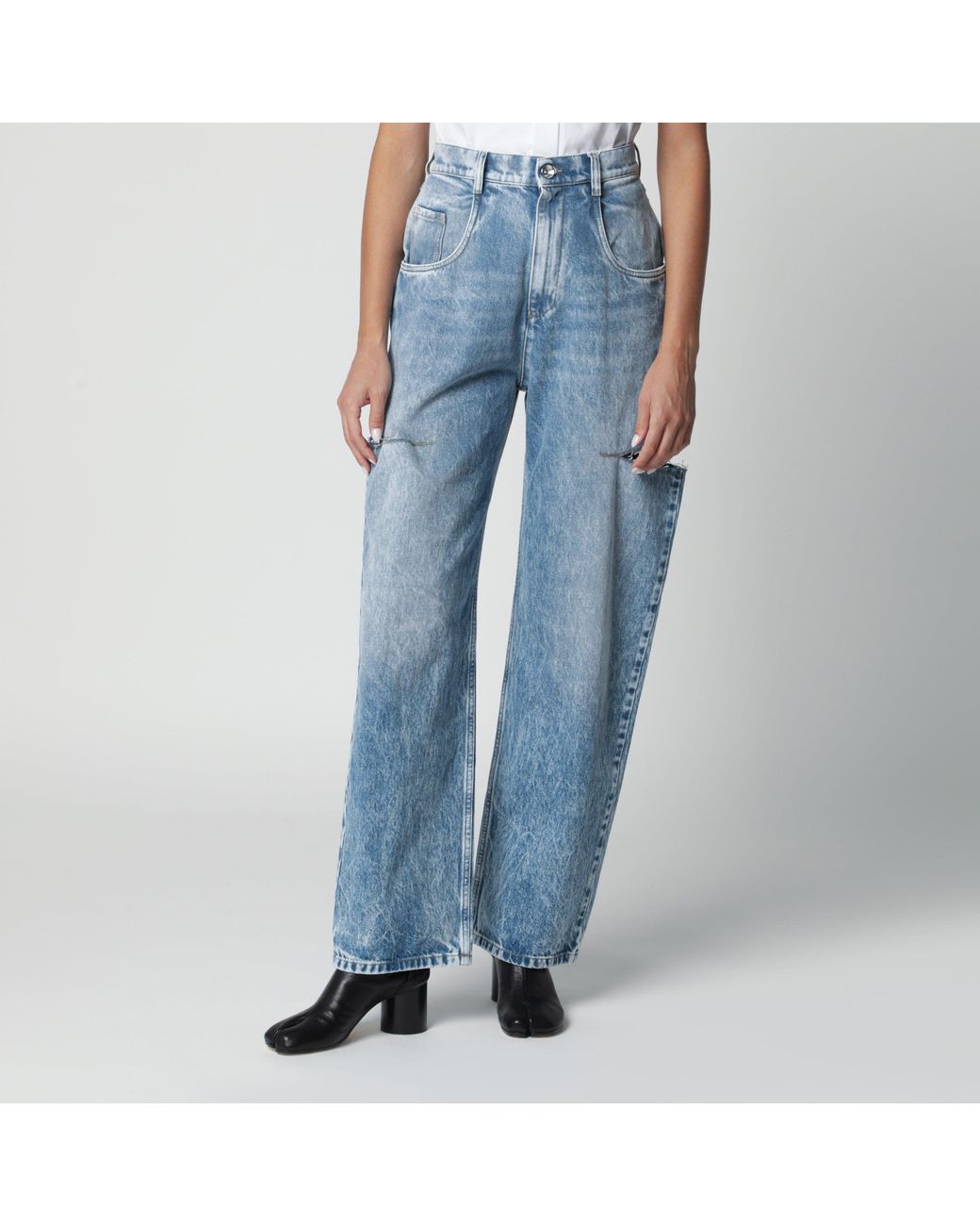 Maison Margiela Blue Loose Jeans With Drawstrings