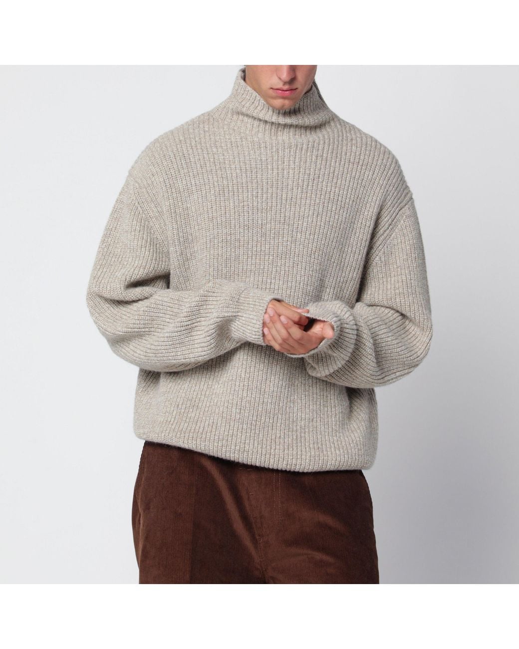 Lemaire Gray Yak And Alpaca Turtleneck Sweater for men