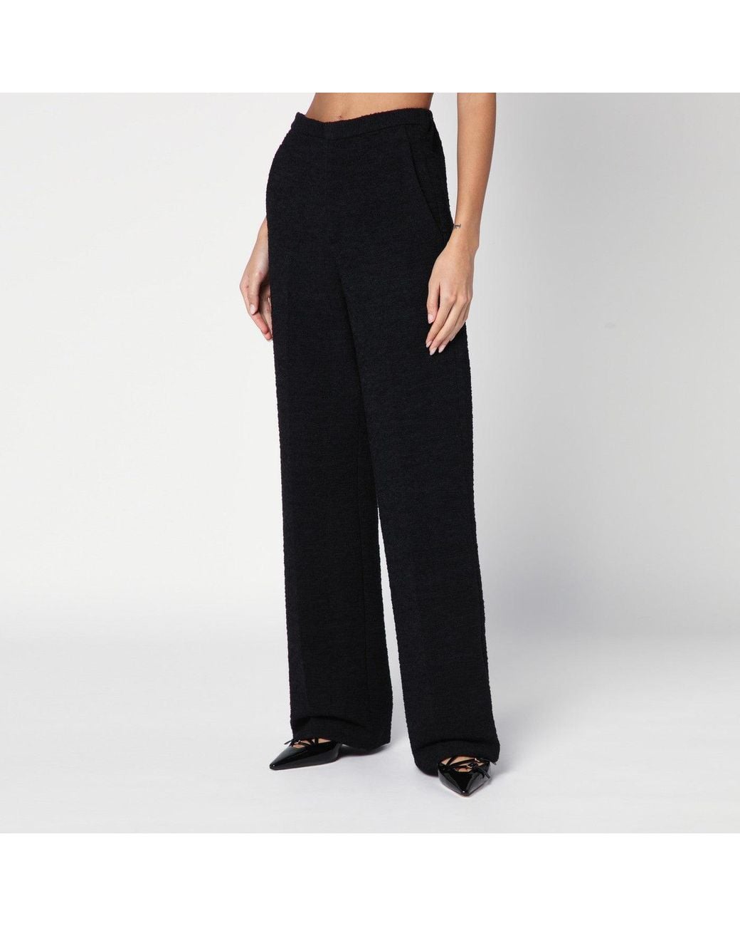 Loulou de Saison Black Straight Bouclé Trousers