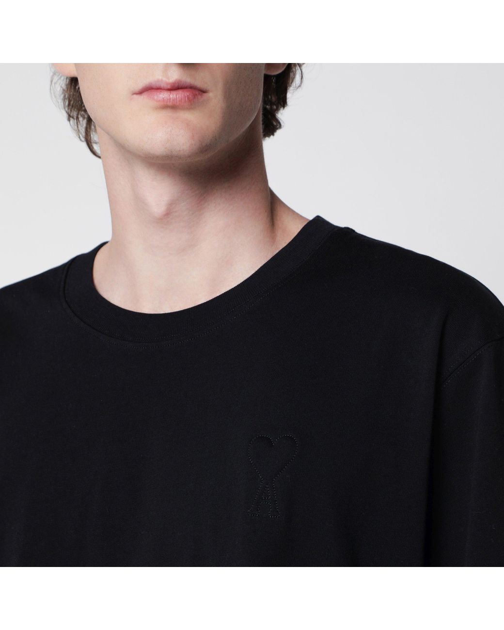 AMI Black Ami De Coeur T-Shirt for men