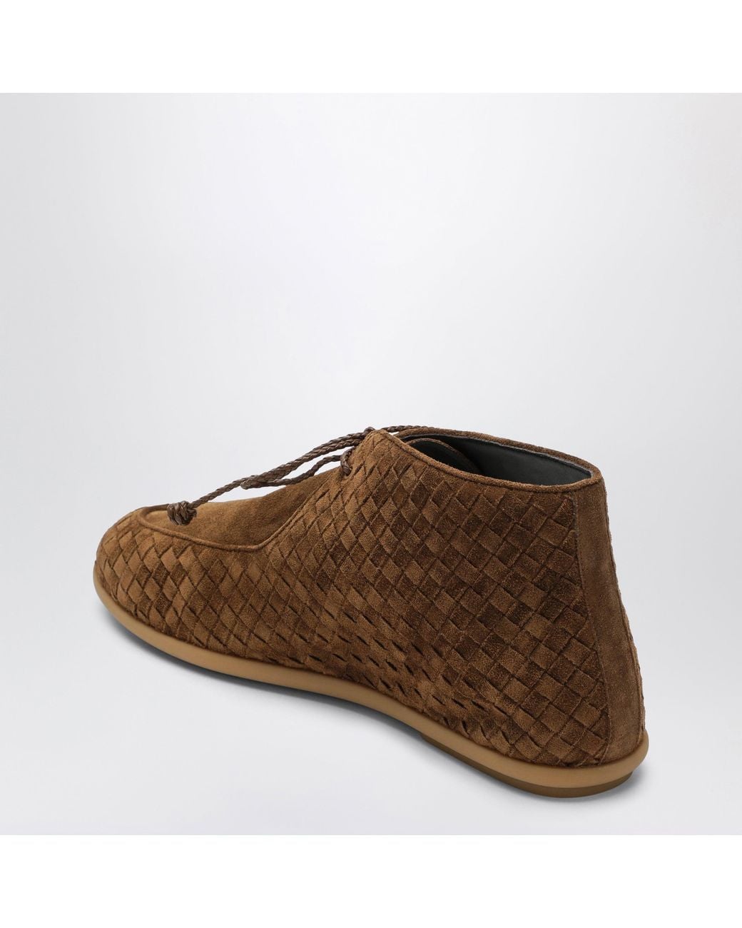 Bottega Veneta Brown Intreccio Suede Lace-Up Shoes for men