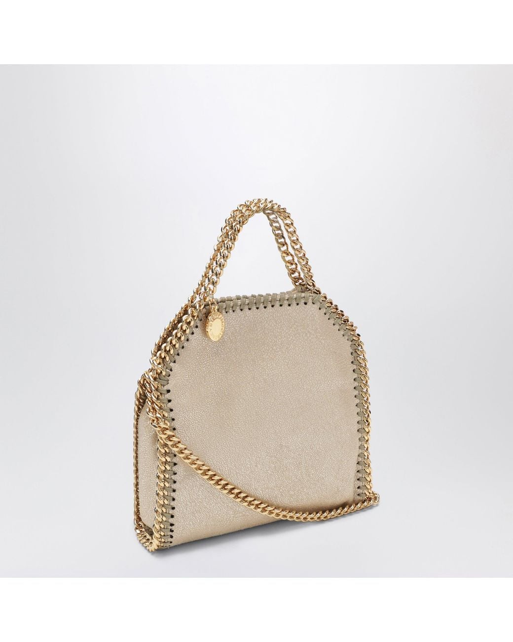 Stella McCartney Natural Pyrite Micro Falabella Tote Bag With Metallic Finish