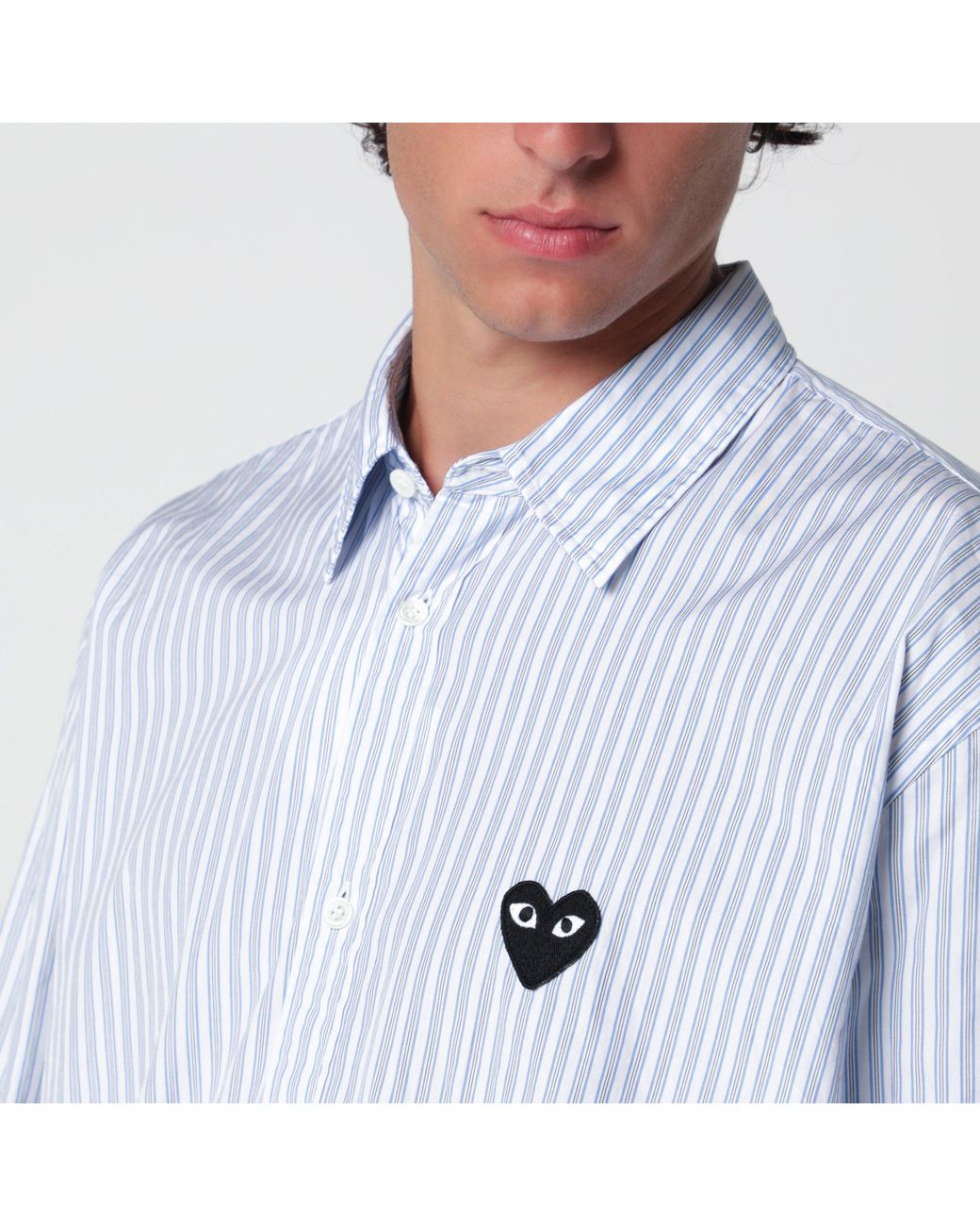 COMME DES GARÇONS PLAY Blue Shirt/Light Striped Cotton Shirt for men