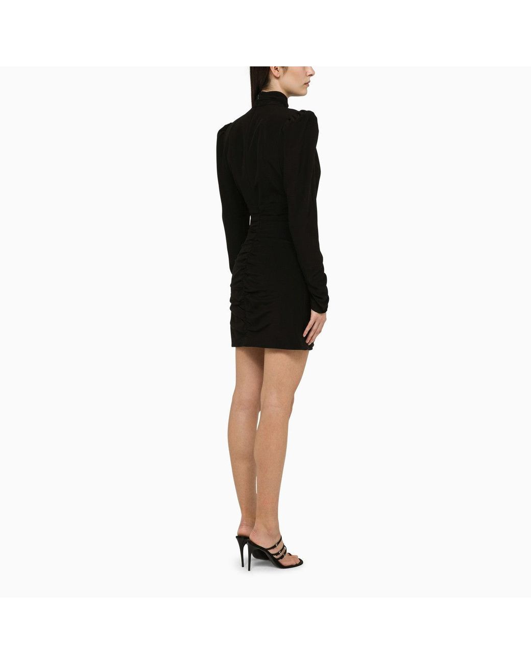 Alessandra Rich Black Draped Silk Minidress
