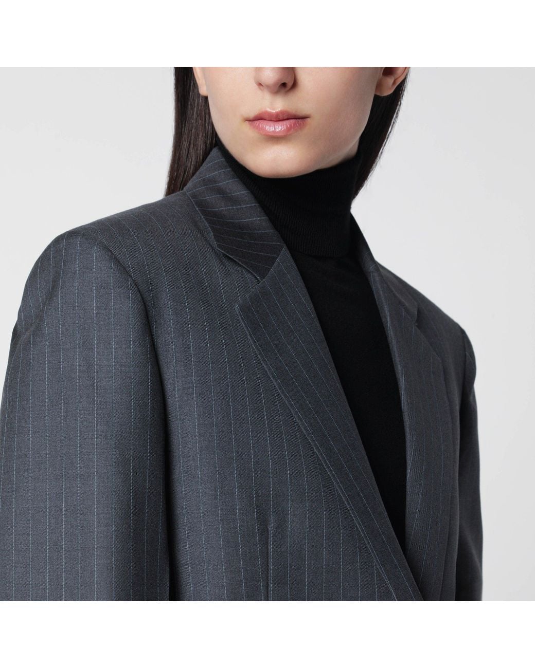 Gucci Gray Light Pinstripe Wool Jacket