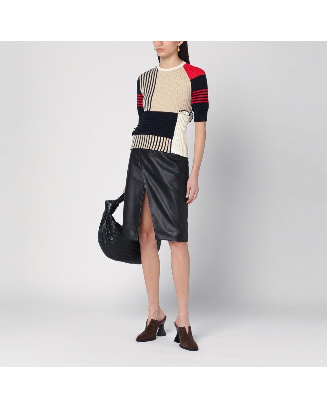 Bottega Veneta Black Ed Striped Cotton Sweater