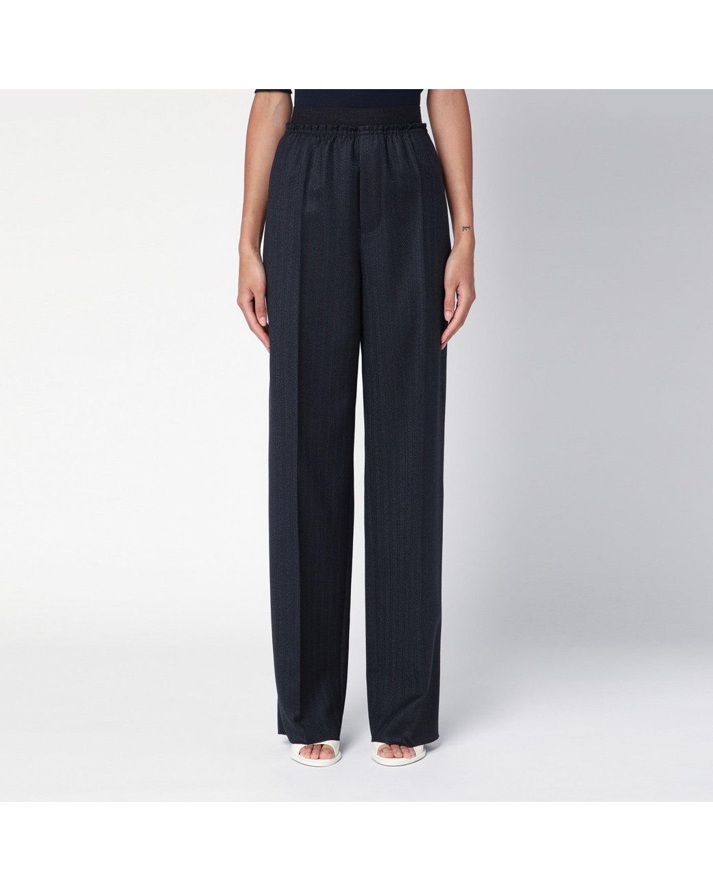 Bottega Veneta Black /blue Striped Wool Trousers
