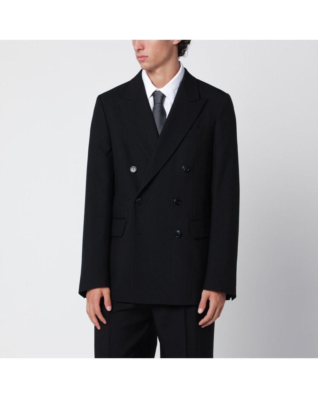 Dries Van Noten Black Double-Breasted Jacket for men