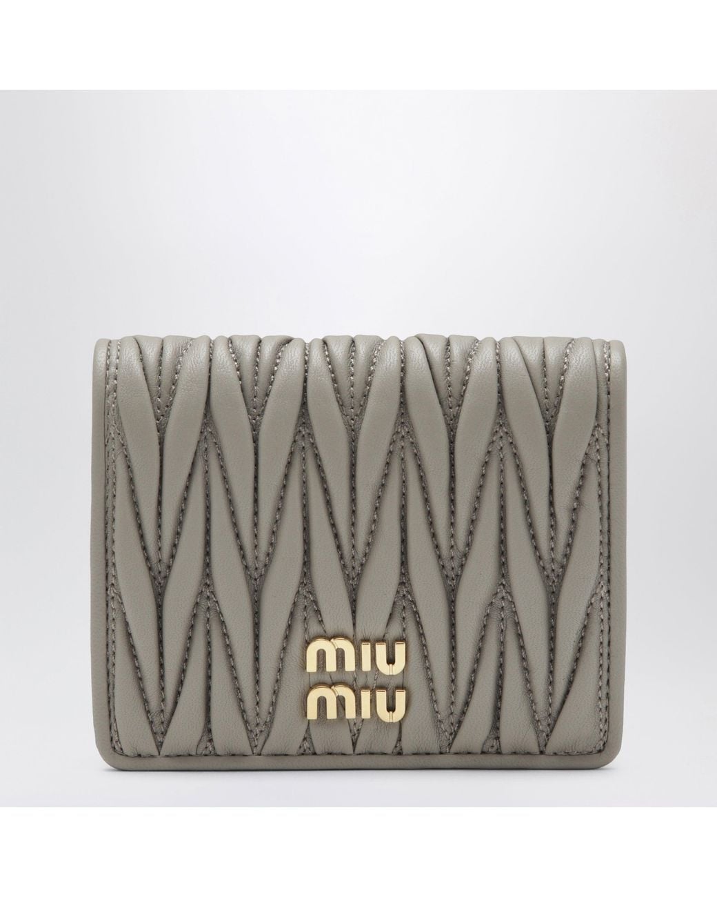 Miu Miu Metallic Pumice Matelassé Nappa Leather Wallet