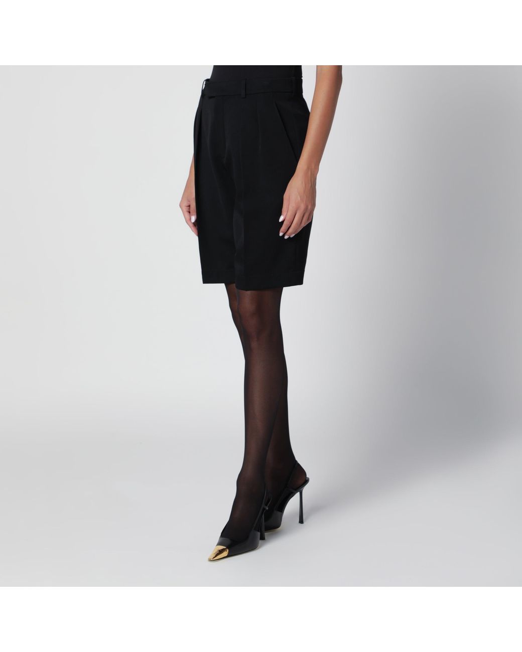 Saint Laurent Black Tailored Wool Bermuda Shorts