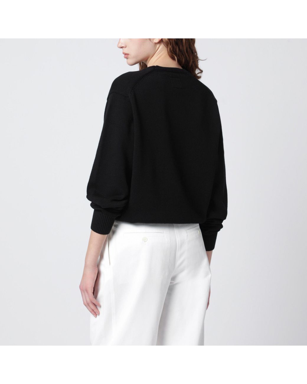 Totême Black Cotton Crew Neck Jumper