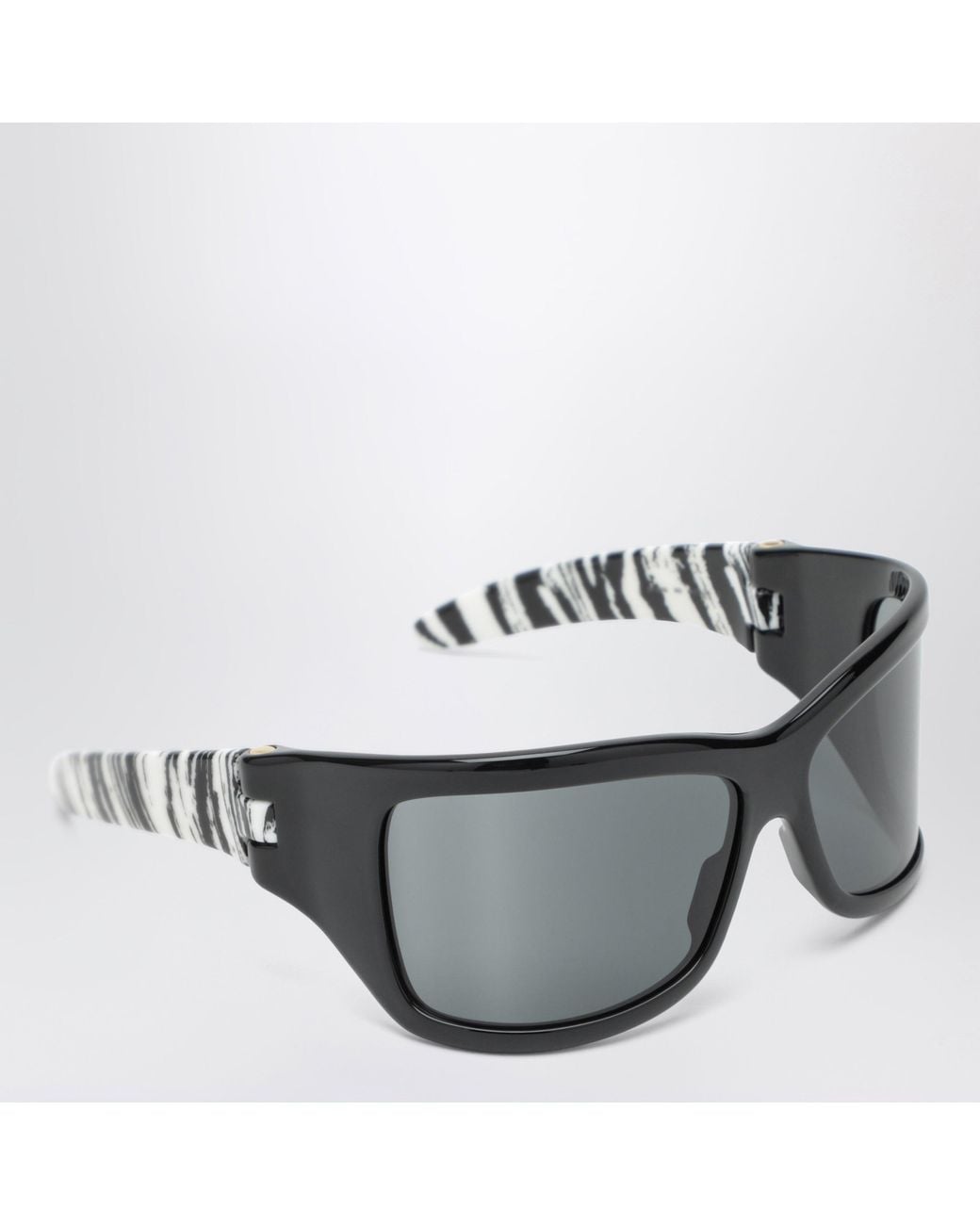 Bottega Veneta Black Sunglasses With Zebra-Patterned Temples