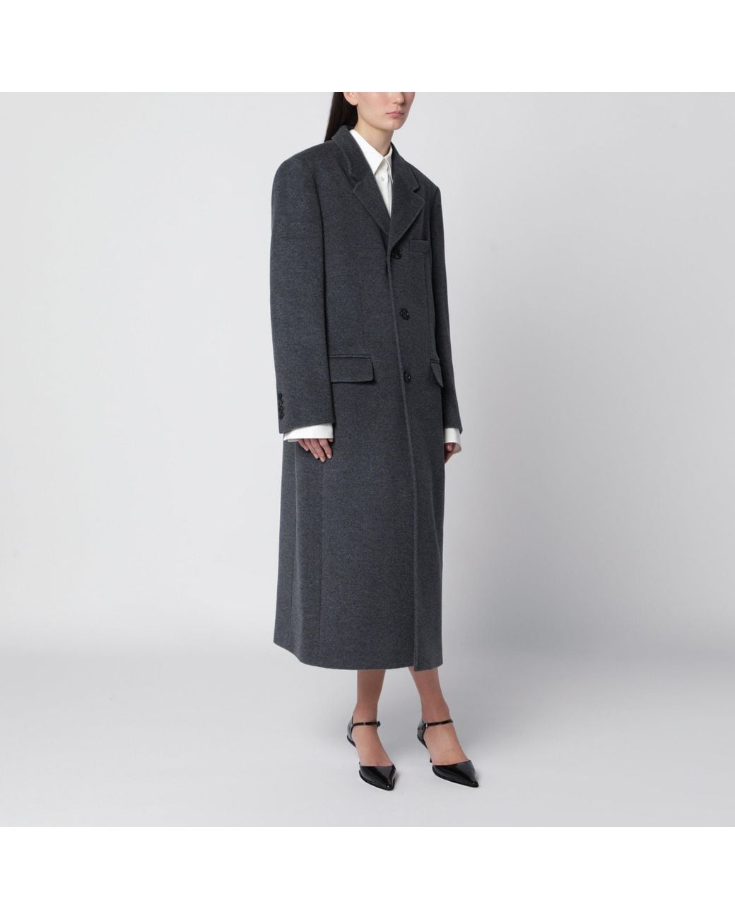 DUNST Black Charcoal Double-Breasted Coat