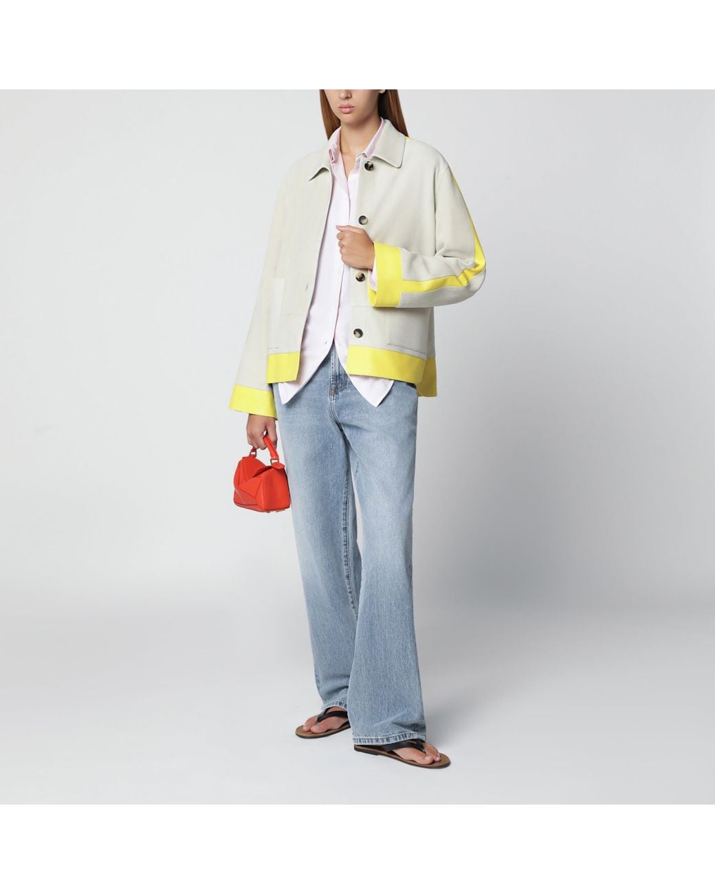 Loewe Gray Light Suede Jacket With Contrasting Inserts