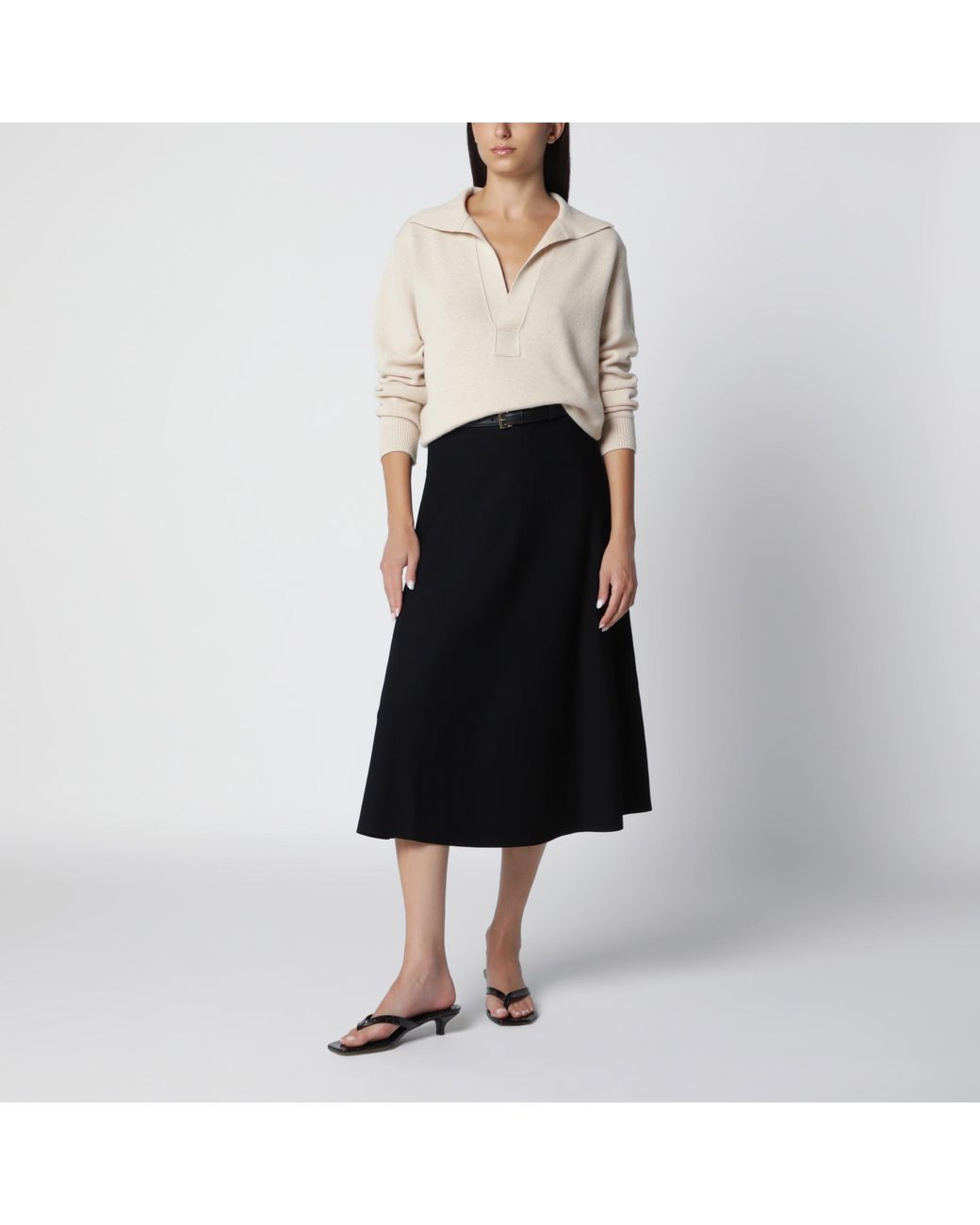 Max Mara Black Flared Midi Skirt