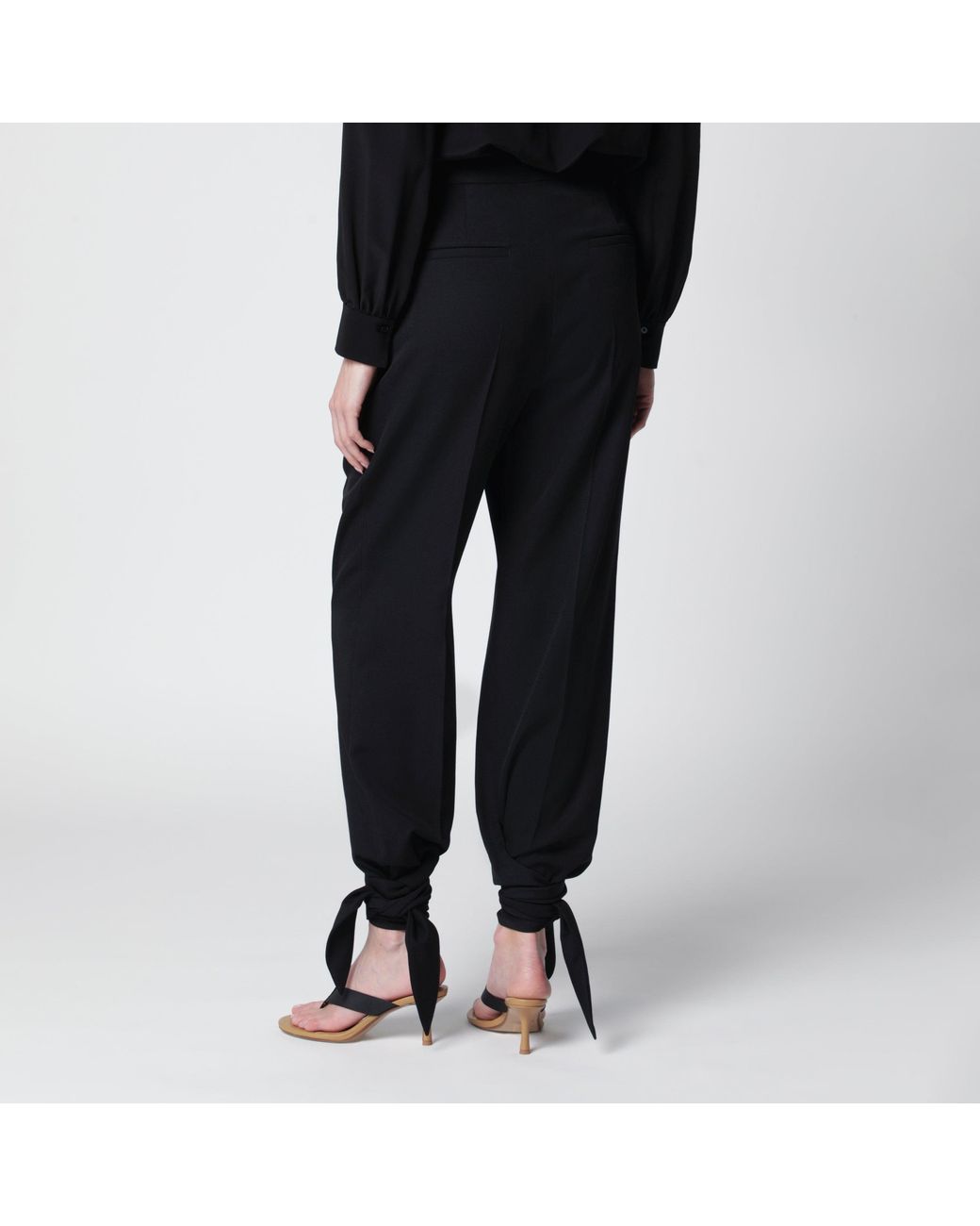 Chloé Black Pleated Fluid Crêpe De Chine Trousers