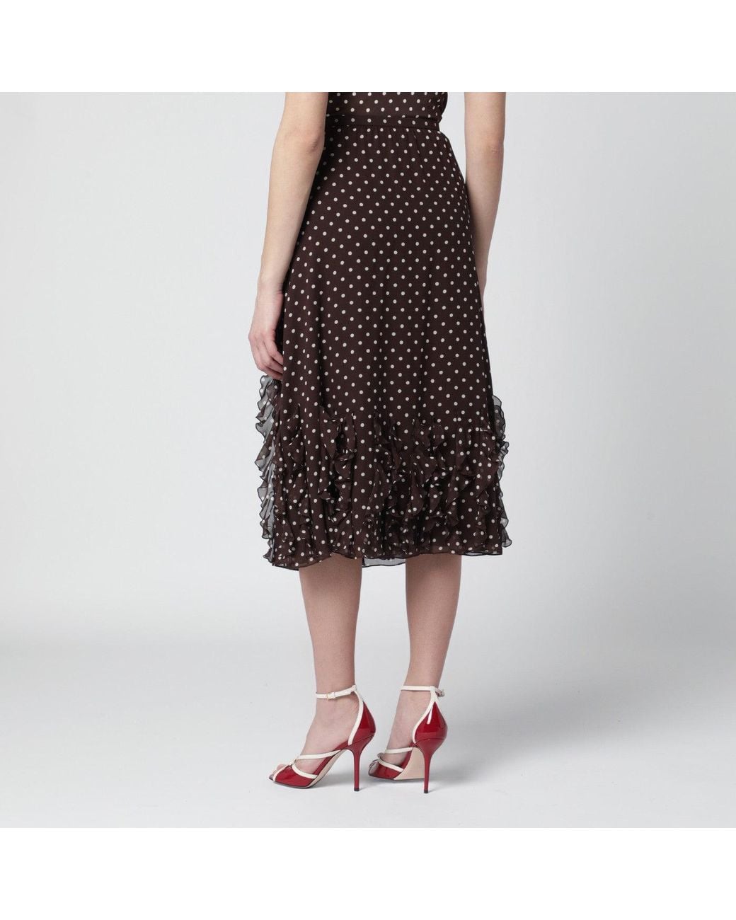 Valentino Black Silk Skirt With Plusdepois Motif