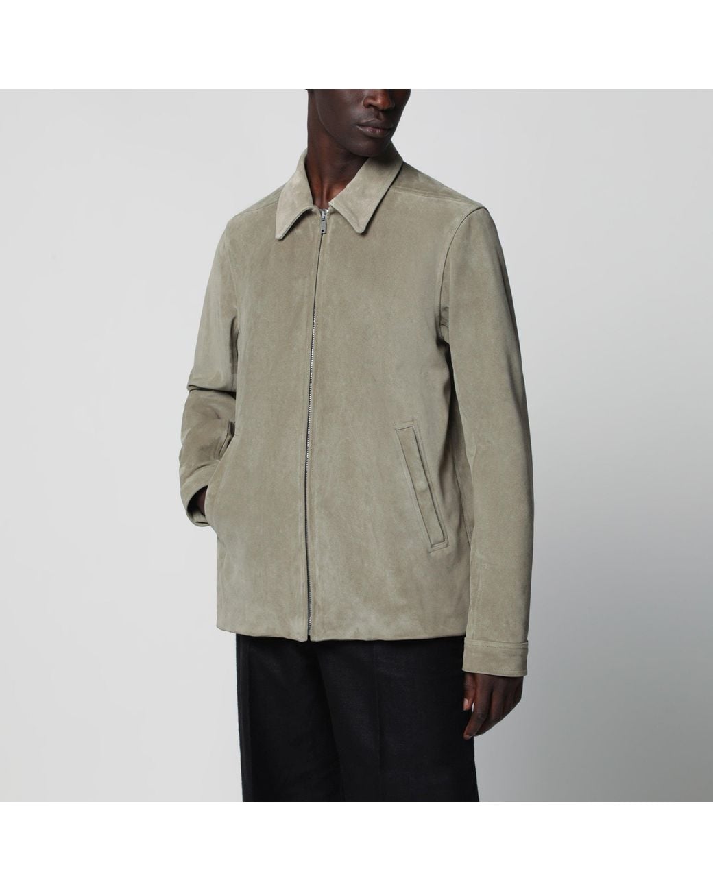 Rick Owens Gray Pearl Suede Brad Jacket for men