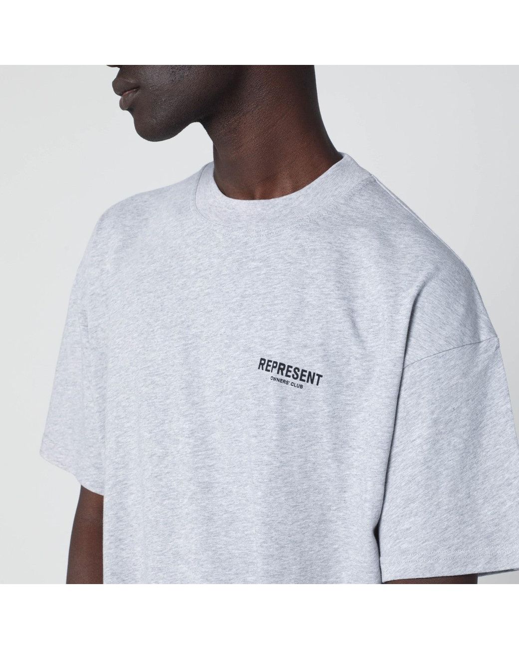 Represent Gray Cotton Tshirt With Logo for men