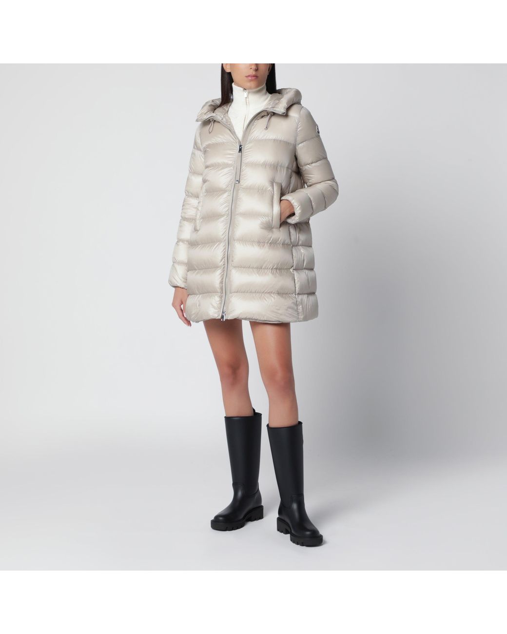 Moncler Natural Pearl Nylon Laqué Down Jacket