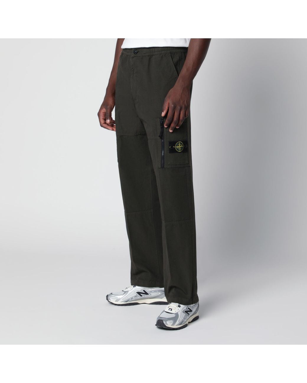 Stone Island Black Loose Cargo Trousers for men