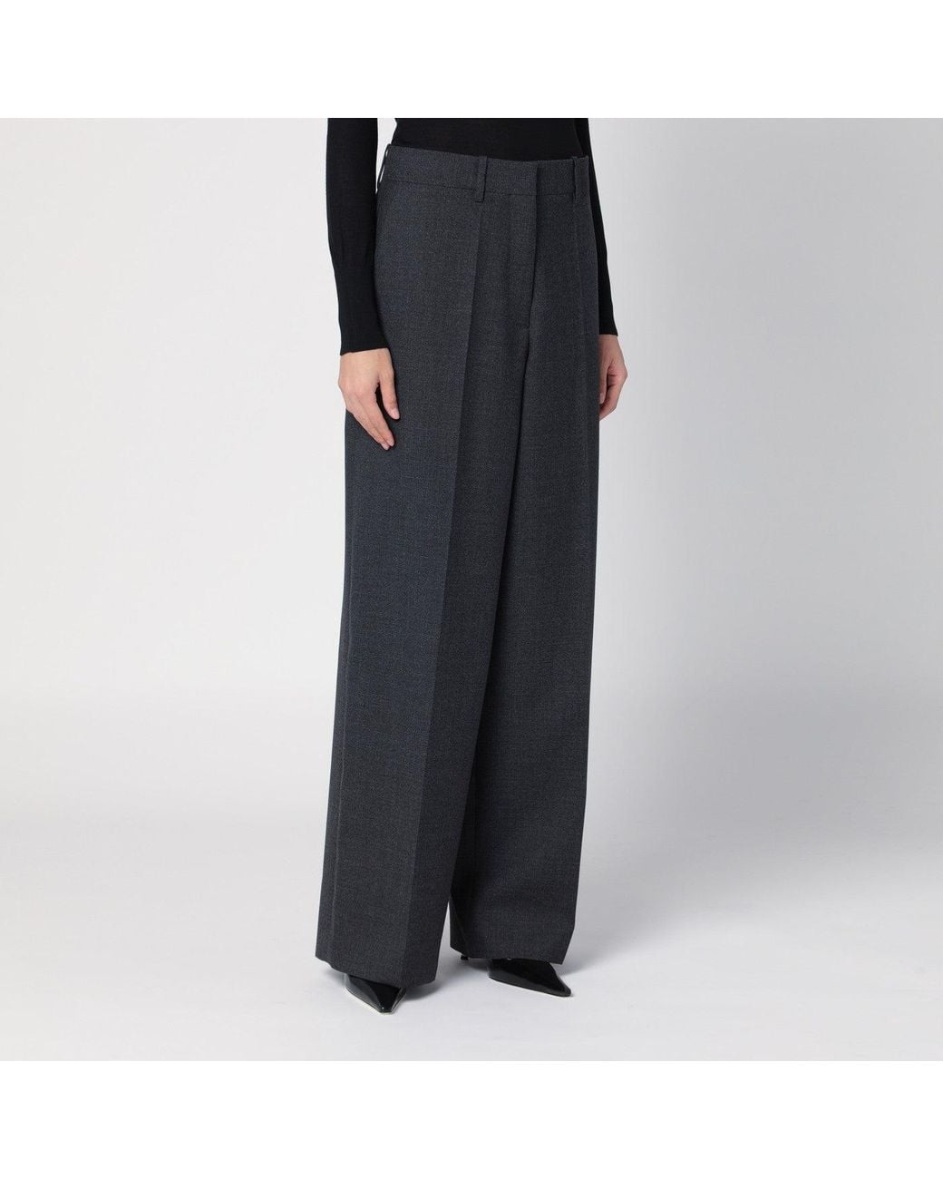 Givenchy Black Dark Wool Wide Trousers