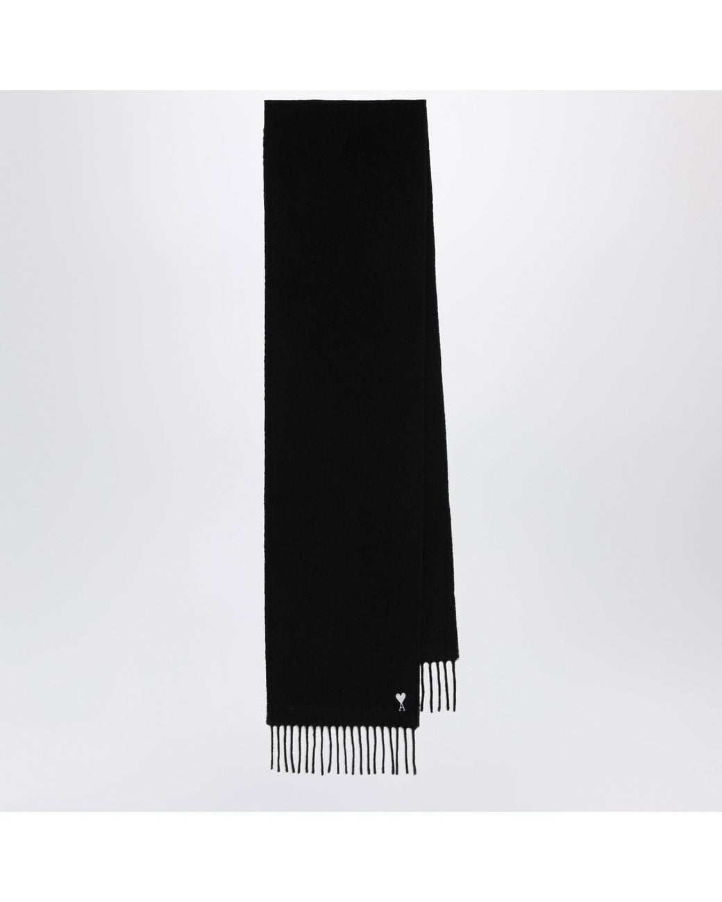 AMI Black Ami De Coeur Wool Scarf for men