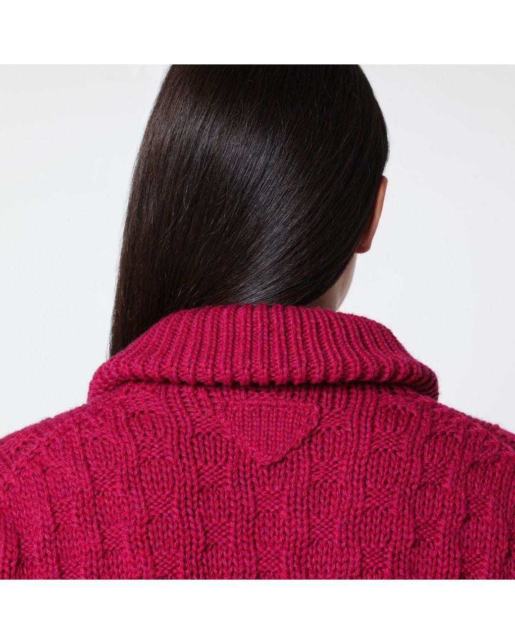 Prada Red Raspberry Virgin Wool Cardigan