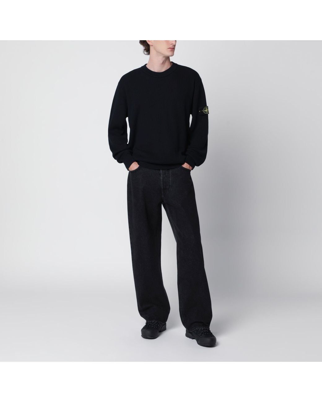 Stone Island Black Crew-Neck Sweater for men