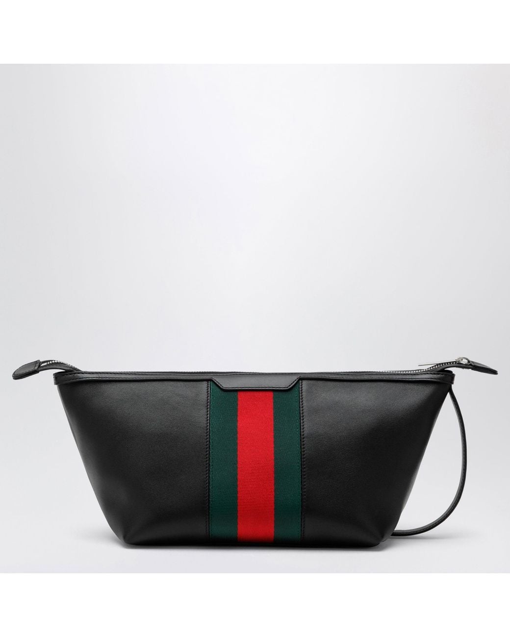 Gucci Black Mega Web Trademark Small Toiletry Case In Calfskin, for men