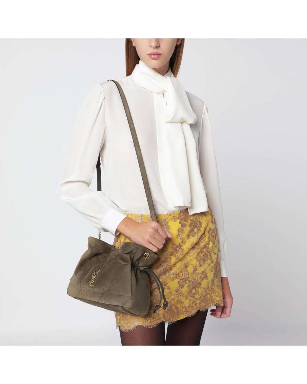 Saint Laurent Brown Jamie Suede Shoulder Clutch