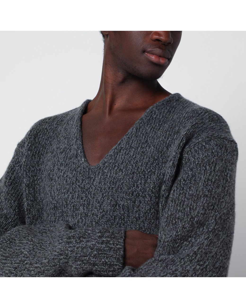 Our Legacy Gray Ash Wool Link Sweater for men