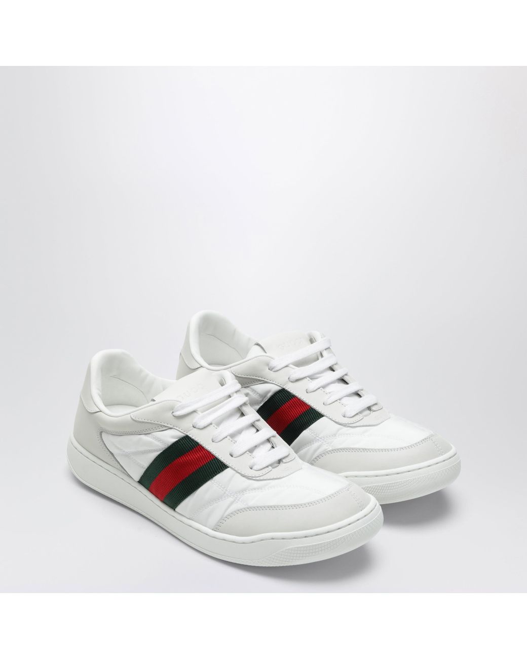Gucci White Screener And Nylon Sneakers