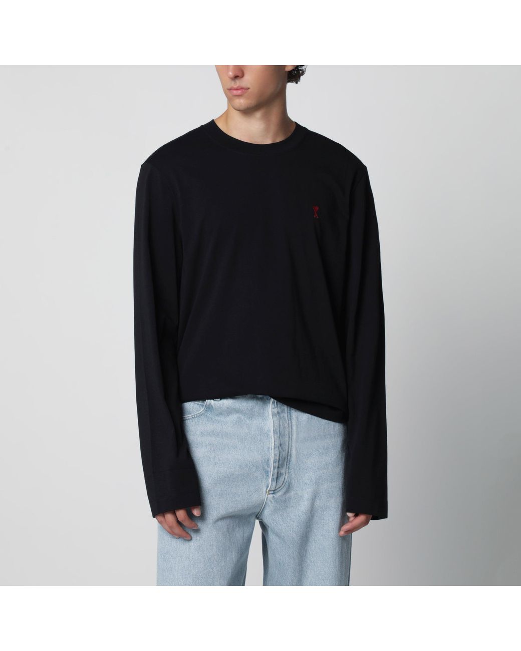 AMI Black Ami De Coeur T-Shirt for men