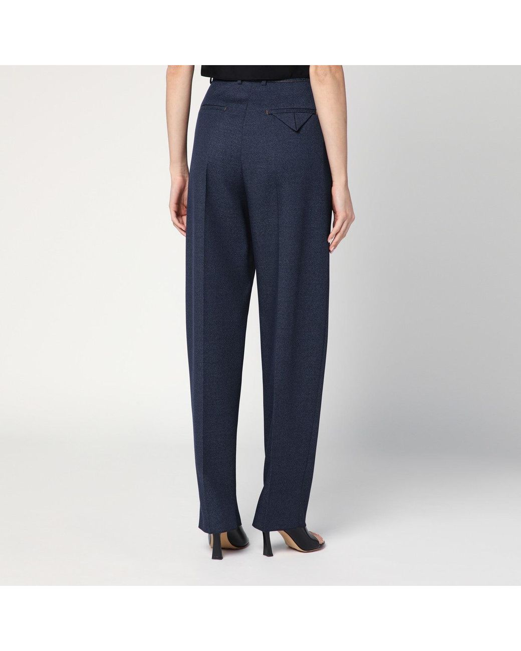 Bottega Veneta Blue Dark Indigo Pants In Wool Blend