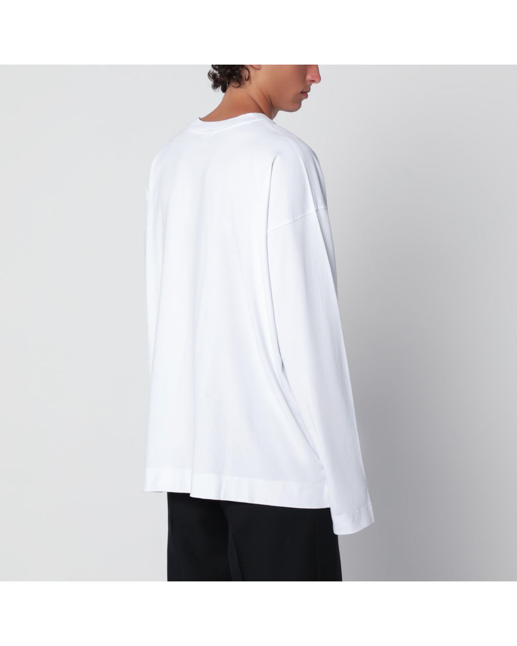 Dries Van Noten White Long-Sleeve Cotton T-Shirt for men