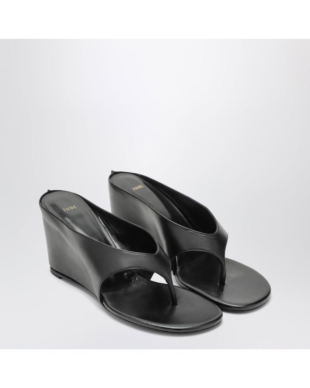 Jude Black Leather Thong Sandals