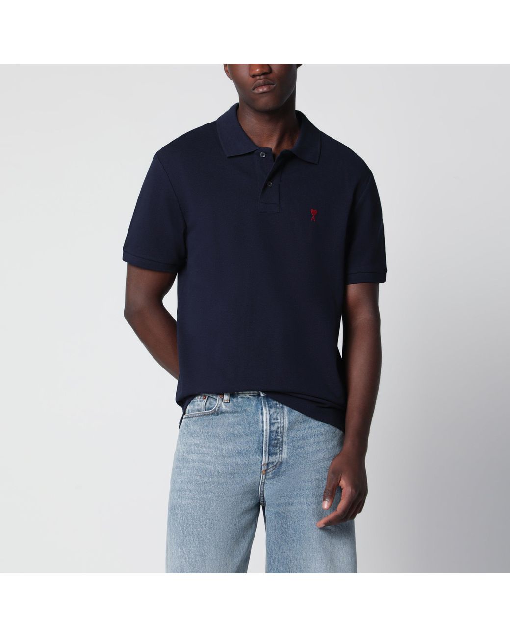 AMI Blue Midnight Ami De Coeur Polo Shirt for men